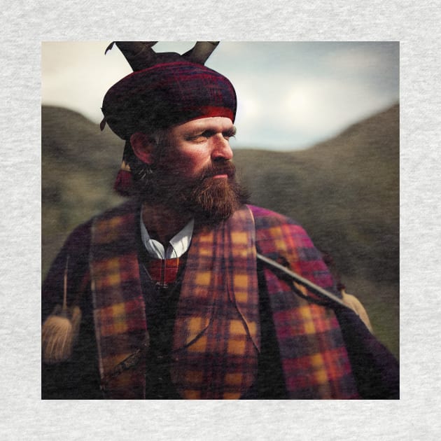 Scottish Highlander in Clan Tartan by Grassroots Green